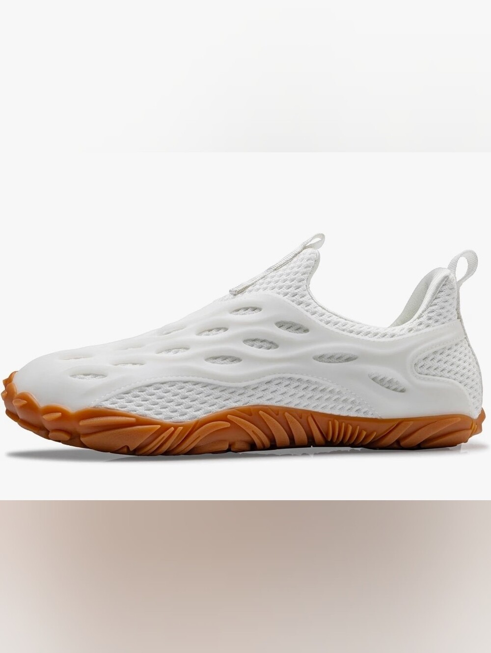 UNISEX Slip-On White Sneakers with Gum Sole